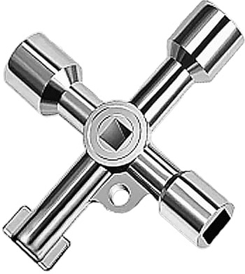 Chiave multiuso a 4 vie, a croce per armadio elettrico, valvola del gas, rubinetto dell'acqua e scatola contatore, chiavi triangolari, quadrate e rotonde, strumento di accesso di emergenza (chiave a 4