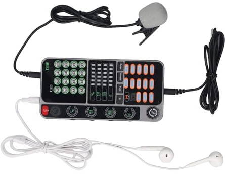 Culnflun Carte Son Portable Bluetooth avec 16 Effets sonores, changeur de Voix, pour Jeux, Streaming, Chant, Podcast, Enregistrement, ABS, 130 x 63 x 15 mm