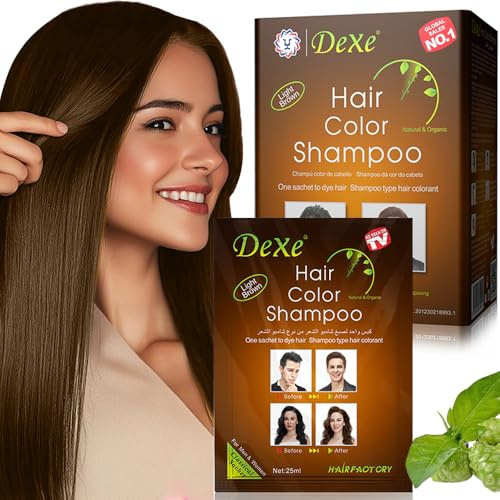 JRTTOSSE 10 PCS of Instant Light Brown Hair Dye Shampoo, Suitable for Men and Women with Light Brown Hair and Beards, Easy to Use, Lasts for 30 Days, Natural Ingredients - 250 ml