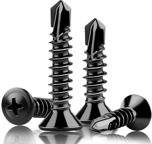 80pcs 4.2x50 mm Self Tapping Screws Self Drilling Screws Wafer Black for Metal Sheets Roofing Windows, Etc