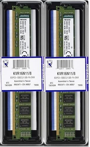 Kingston ValueRAM KVR16N11/8 16 GB (2×8 GB) DDR3-1600 MHz (PC3-12800) CL11 240-Pin DIMM Desktop-Arbeitsspeicher Kit – kompatibel mit DDR3-1333 MHz (PC3-10600)