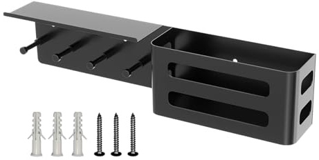 Portachiavi da parete, organizer per chiavi e posta, decorazione moderna per la casa, design elegante con 4 ganci e mensola, accessorio per ingresso, casa, soggiorno, camera da letto, appartamento