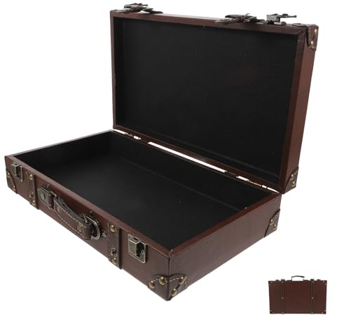 TOKIDNY Eleganter Vintage Lederkoffer mit Großzügigem Innenraum Retro Aufbewahrungskoffer für Fotorequisiten und Dekoration im Britischen Stil