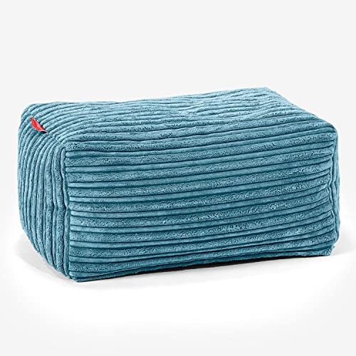 Lounge Pug - CORD - Bean Bag Footstool - Small - Aegean Blue - (Size 20cm H x 35cm D x 45cm Wide)