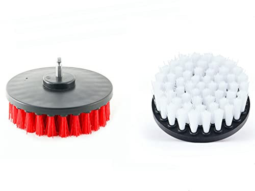 5in 2 Piece Soft and Stiff Power Scrubbing Brush Drill Attachment for Cleaning Showers, Tubs, Bathrooms, Tile, Grout, Carpet, Tires and Boats By DUOSHIDA