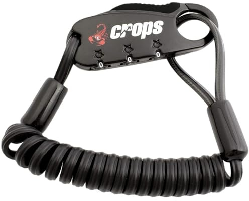 CROPS Q-BIRO MINI Compact Bike Lock Cable, 3 ft, Black Anti-Theft 3-Digit Resettable Combination Lock with a Shape-Memory Coiled Cable and BIROTATION Technology; Great Option for Road Cyclists
