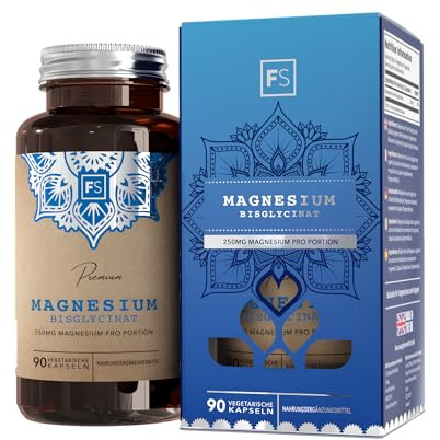 FS Magnesium Glycinat, 90 Kapseln, 250mg Magnesiumbisglycinat | Magnesiumbisglycinat | Hochdosierte Formel | Gentechnik-, Gluten- & Allergenfrei | Hergestellt in GB