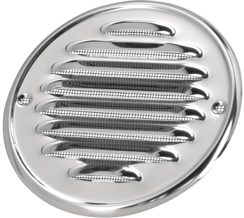 KOTARBAU® Rejilla de ventilación 130 mm Redonda de Acero Inoxidable Rejilla de extracción de Aire con láminas Rejilla de Escape Circular mosquitera atornillable