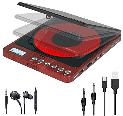 Portable CD Player with Headphones, Monodeal CW605 Compact Design CD Player with LCD Disply, Anti-Skip Personal Player for Car, RechargeablePlayer for Music Audiobook Listening