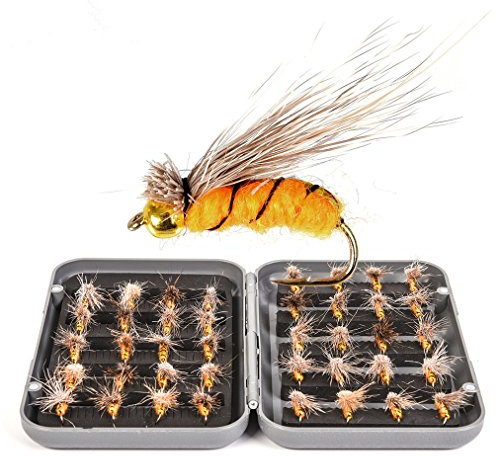 JasCherry Angel-Fliegen Kunstköder Fliegenköder Fliegen Fischen Köder mit wasserdichte Box, Perfekt zum Angeln Barsch Forelle Dorsch Angelzubehör