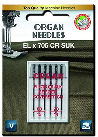 Organ Needles 5487000BL Nadeln Blisterpackung, Silber, 80/90 Größe, 6 Count