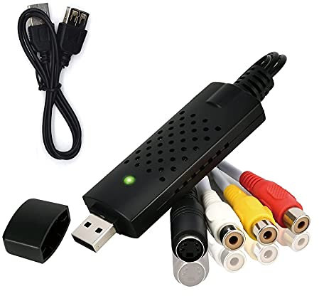 GRACETOP USB 2.0 Video Grabber Audio Video Converter Digital with USB Extension Cable Compatible with Windows 10 - Converts to Old VHS - Video Capture Card USB