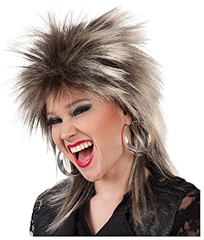 NEU Perücke Damen 80er Punk meliert Kimberly, braun-blond - mit Haarnetz