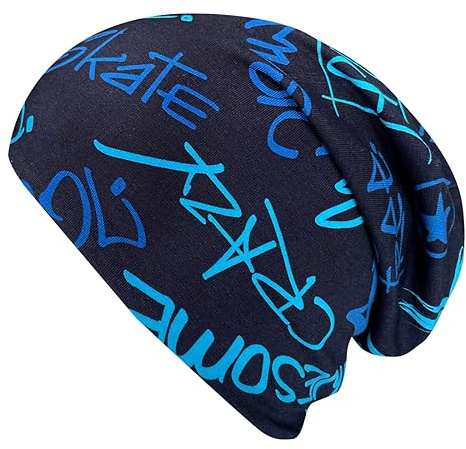 Wollhuhn Kinder Beanie – Zweilagige Longbeanie aus Jersey, wendbar & weich – mit Grauer Innenseite – Handmade in Deutschland – ganzjährig tragbar