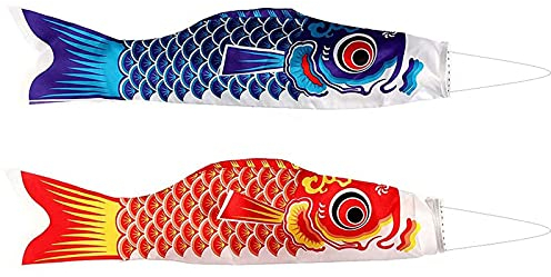 Giapponese Carpa Windsock Manica a Vento Stile Giapponese Carpa Vento Appeso Aquiloni Bandiere di Pesce Streamer Pesce Bandiera Kite Koinobori Decorazione Streamer Bandiera Appesa Fish 40cm 2 Pezzi