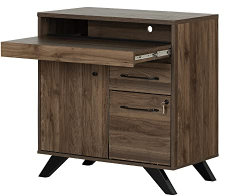 South Shore Flam Multi-Function Secretary Desk Natural Walnut, Scandinavian