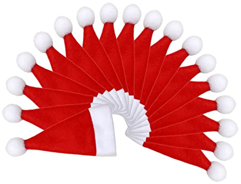 jojofuny 18stücke Teiliges Weihnachtsmütze Tischbestecktaschen Mini Flaschenhüllen Wiederverwendbar Festliche Besteckbeutel Für Weihnachtsdeko Party Küche Zuhause