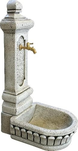 Gartenbrunnen aus Stein, quadratisch, 65 x 50 x 125 cm.