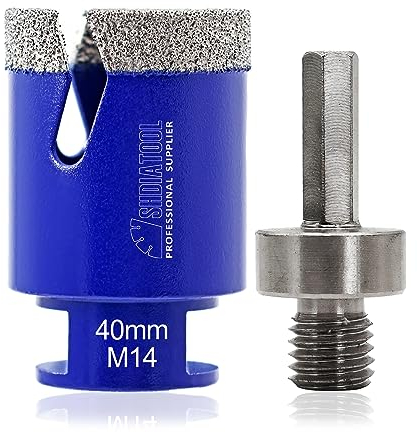 SHDIATOOL Punte diamantate Sega a tazza Fresa per piastrelle con filettatura M14 per gres porcellanato marmo ceramica granito, punte da 40mm e adattatore con codolo esagonale
