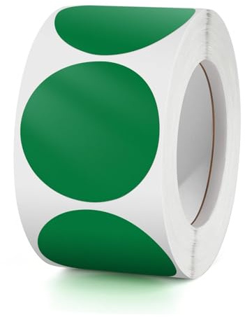 Runde Aufkleber Grün 38mm Selbstklebende Farbkodierung Klebepunkte | kleine Rolle Etiketten, Markierungspunkte, Punktaufkleber, Round Sticker 500 Stück