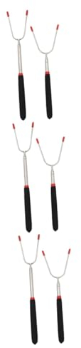 YARNOW 6stücke Edelstahl Bbq Gabeln Förmige Grillgabel Für Ausziehbar Schwarzem Und Rotem Griff Für Grillabende Camping Und Familienfeiern