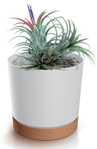 Blumentopf mit Untersetzer ECO, Übertöpfe für Zimmerpflanzen, Pflanzkübel, Übertopf Kompakt, 35 cm Durchmesser, Elegantes Design für Innen- und Außenbereich (Weiß, 350)