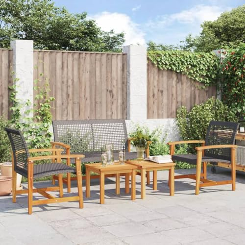 Festnight 5-TLG Gartenmöbel Set Garten-Lounge-Set Sitzgruppe mit Sofa und Tisch Sessel Gartengarnitur Sitzgarnitur Balkonmöbel Set 4 Personen Terrassenmöbel Balkon Lounge Gartenlounge Holz Rattan