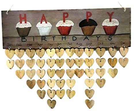 Geburtstagskalender, Familiengeburtstagskalender Wand Hanges Holz Geburtstagserinnerung mit Herzheizendekoration