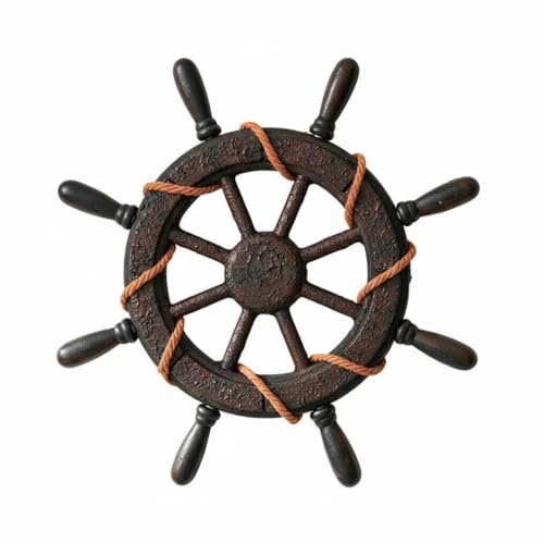 F Fityle Timone della Barca, Scultura da Parete, Ruota per Barca Rustica Decorazione Artistica da Parete per la casa Volante in Legno per Nave per Soggiorno di, Senza Rete32x3x32cm