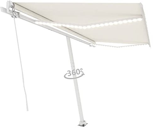 Bulliing Gelenkarmmarkise Einziehbar mit LED 400x350 cm Balkon Markise Sonnenmarkisen Markise FüR Den AußEnbereich Garten Markisen Gelenkarmmarkise Creme
