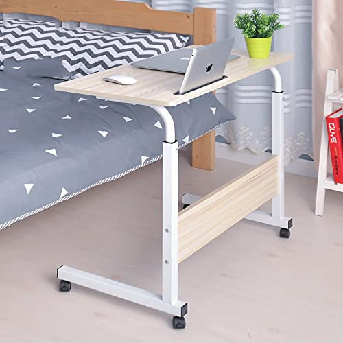 Laptoptisch für Sofa oder Bett, Überbetttisch, höhenverstellbar, Computertisch mit Kartenschlitz und Rollen, tragbarer Beistelltisch, Betttisch, Sofatisch