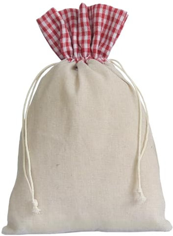 | 5 Leinensäckchen, Leinenbeutel mit Baumwoll-Kordel, Stoffbeutel, Geschenkverpackung für Geburtstag, Hochzeit, Weihnachten... (30x20 cm Landhaus)