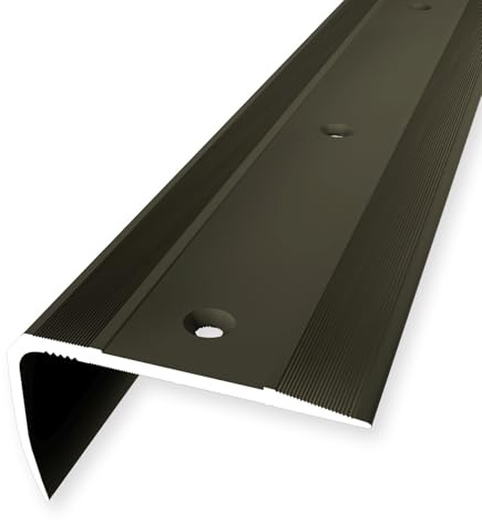 Nez de marche - 29 x 53 x 2500 mm - Profilé d'angle en aluminium strié - Encastré - Bronze - Hauteur de bordure : 0 à 27 mm Küberit