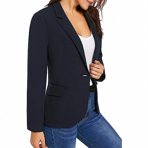 Blazer court sexy pour femme - Blazer court élégant et sportif - Blazer d'été moderne - Pour costume court - Veste en jersey léger - Boléro cintré - En tweed, bleu, M