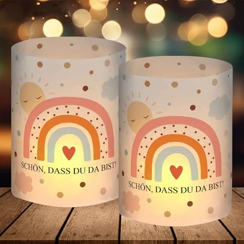 Lot de 12 photophores - Décoration de table d'anniversaire pour fille - Arc-en-ciel - Décoration bohème - Pour anniversaire d'enfant, communion, baptême, confirmation, fête prénatale, pour bougies