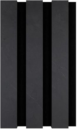 SPACELUXE Acoustic Slat 3D Wall Panel Decorative & Sound Absorbing Wooden Slatted Feature Pannelling Home Living Room Bedroom Interior Easy Installation Oak Natural 2400mm x 600mm (Dark Stone)