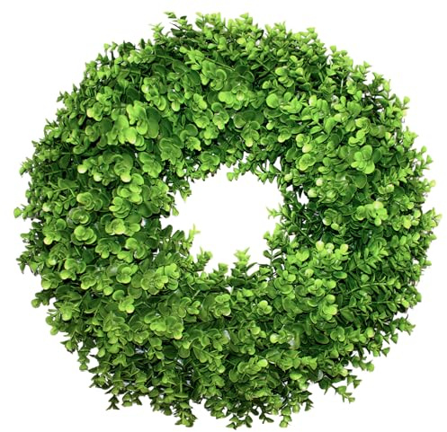 22“ Boxwood Wreath for Front Door,Spring ，Summer All Season Wreaths, Farmhouse Door Wreath Outdoor Indoor for All Seasons Decor