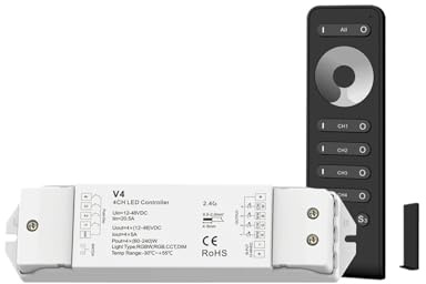 Dimmer LED V4 12VDC 24V 36V 48V Dimmer a pulsante a 4 canali PWM 2.4G RS6 controllo LED monocolore striscia luminosa(V4 AND RS6 SET)
