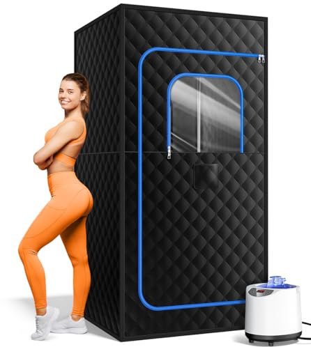 pikulLA Scatola per sauna, sauna portatile per casa, accessori per sauna a vapore, tenda per sauna, vapore personale con riscaldamento a vapore da 1200 W 3L, 15 livelli, telecomando, dimensioni 91,4 x