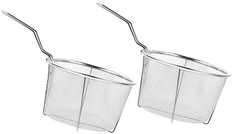 IMIKEYA 2stücke Teiliges Edelstahl Frittierkorb Rostfrei Mit Ergonomischem Griff Hitzebeständig Wiederverwendbar Als Präsentationskorb Und Pommes Frites Korb Für Küche Und Restaurant