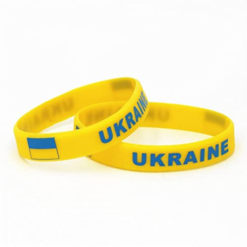 Vobumix 2 Stück Ukrainisches Silikon-Armband, Nationalflagge, Fußball-Souvenir-Armband Für Sport-Wettbewerb, Fan-anhänger