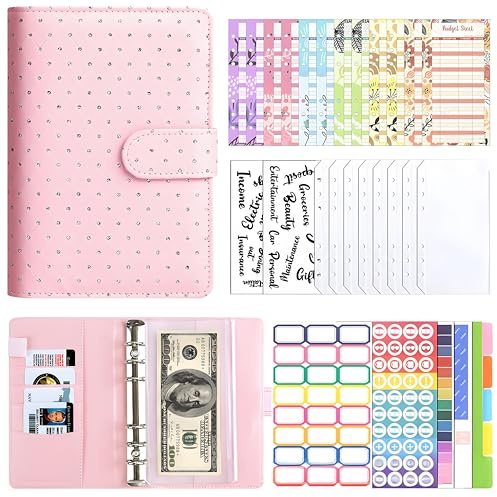 Budget Planner Deutsch Set, Budget Planer Haushaltsbuch mit Geldfächer, Startset für erfolgreiches Sparen und Budgetierung, Bugetplaner Deutsch Startset Organizer Buch, Beginner Budget Binder (rosa)