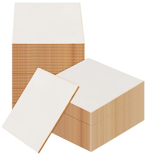 SENJEOK 80 hojas de tilo de 10 x 10 x 0,2 cm, tableros cuadrados de madera sin terminar, hojas de madera contrachapada en blanco para grabar, manualidades de quema de madera, proyectos de arte de