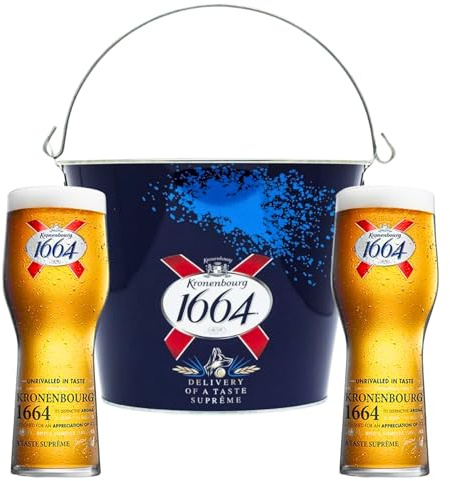 Kronenbourg - Juego de 2 vasos de pinta para hielo, diseño de hombre y cerveza Roxley