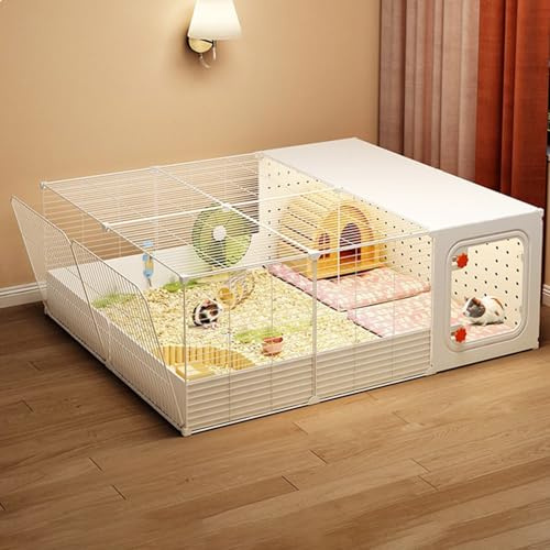 Hamsterbur med tillbehör, marsvin råttbur små marsvinsburar inomhus upphöjt chassi för enkel rengöring av små djursbur (105 x 70 x 35 cm)