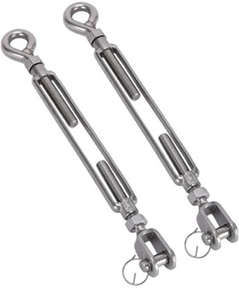 2Pack Heavy Duty M10 Jaw and Eye Turnbuckle, 304 stainless steel Turnbuckles for Tower Suspension Mining Rigging Tensioning