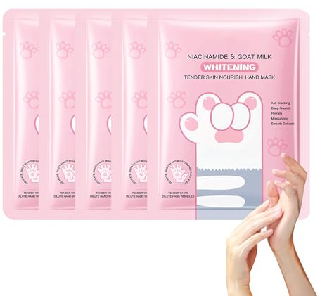 5PC Guantes Hidratantes con Mascarilla, Hand Mask, Mascarilla Iluminadora y Suavizante para Manos, Hidrata y Humecta, Reparación de daños ásperos para Hombres y Mujeres