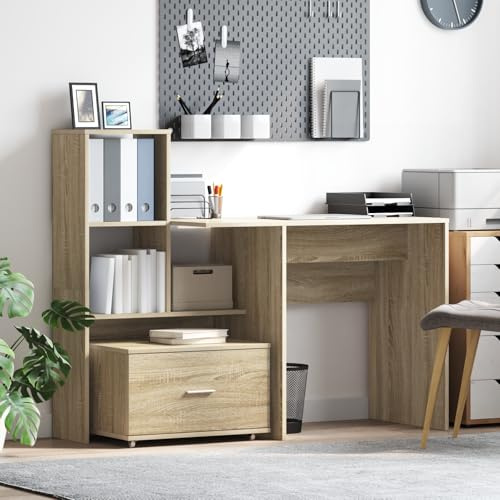 QINXIXINAIXI Armoire à tiroirs en chêne Sonoma avec roulettes - Meuble de rangement en panneaux de particules pour bureau et salon - Armoire de rangement moderne avec tiroirs