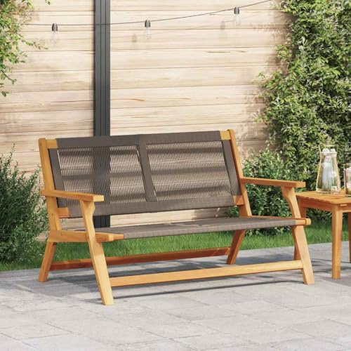 Ziaphsol Gartenmöbel Grau, 78x122x73cm, Massivholz Akazie, 2-Sitzer Outdoor-Bank für Balkon, wetterfestes Loungesofa, Bequeme Terrassenmöbel