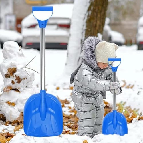 2 st snöspade för barn i plast med D-grepphandtag för pojkar, flickor, mini barn, grävskyfflar, vintergåva för utomhusbruk, gård, trädgård, uppfart, aktiviteter (blå)